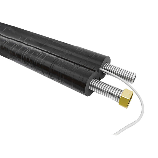 Doppio tubo corrugato in acciaio inossidabile preisolato con caucciù EPDM, con cavo sonda integrato per il collegamento di pannelli solari